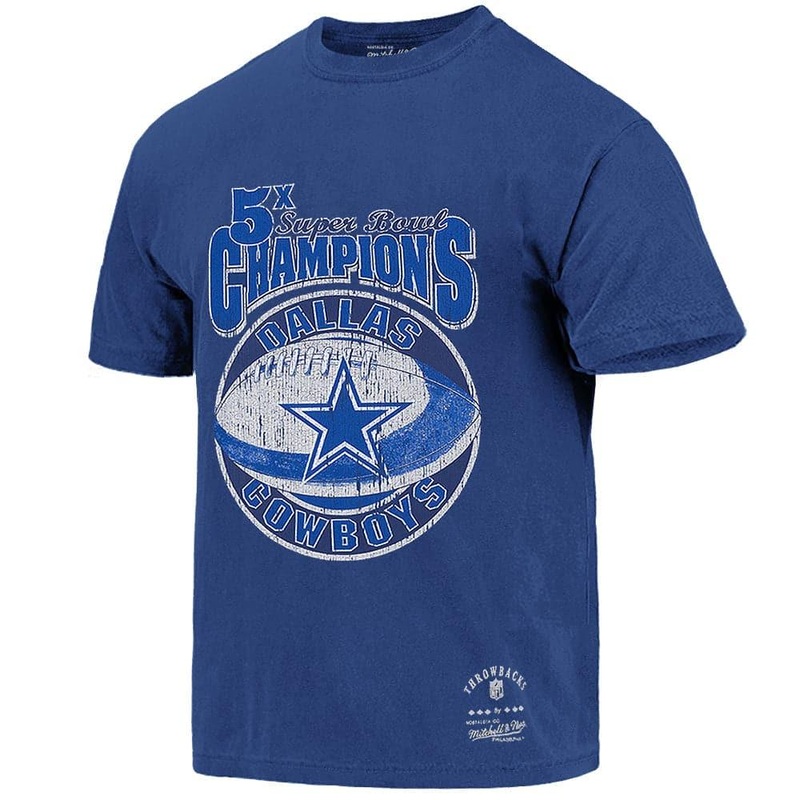 Dallas Cowboys Mitchell & Ness NFL 5 x Champs Vintage T-Shirt – Navy