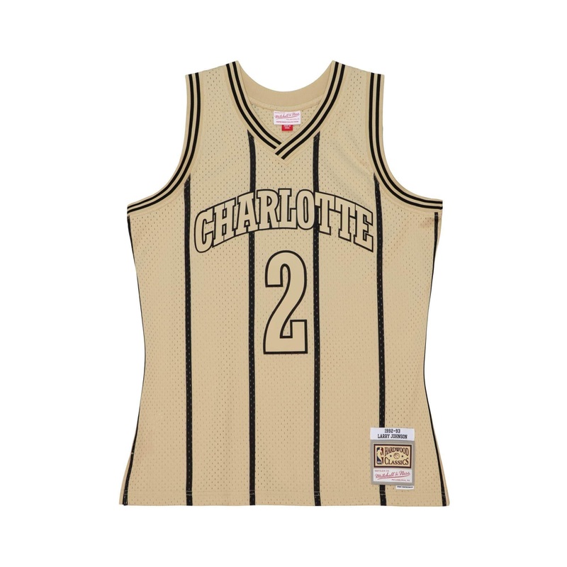 Larry Johnson Charlottoe Hornets Mitchell & Ness NBA Fashion Swingman Jersey – Khaki