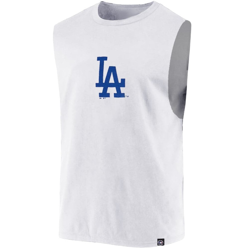 Los Angeles Dodgers Majestic MLB Bailey Sleeveless Muscle T-Shirt – White