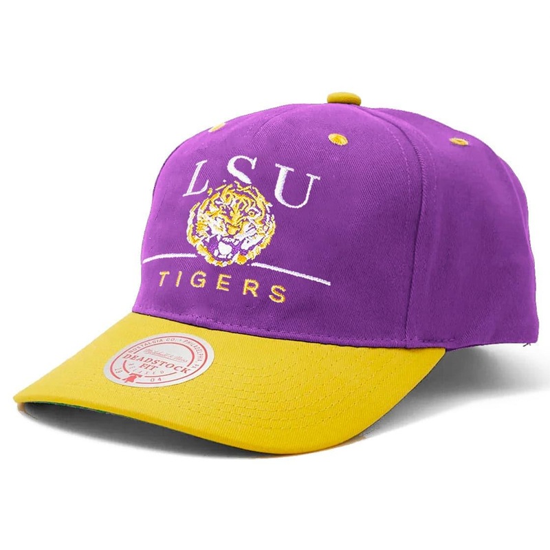 LSU Tigers Mitchell & Ness NCAA Line Up Deadstock Snapback Hat – Purple