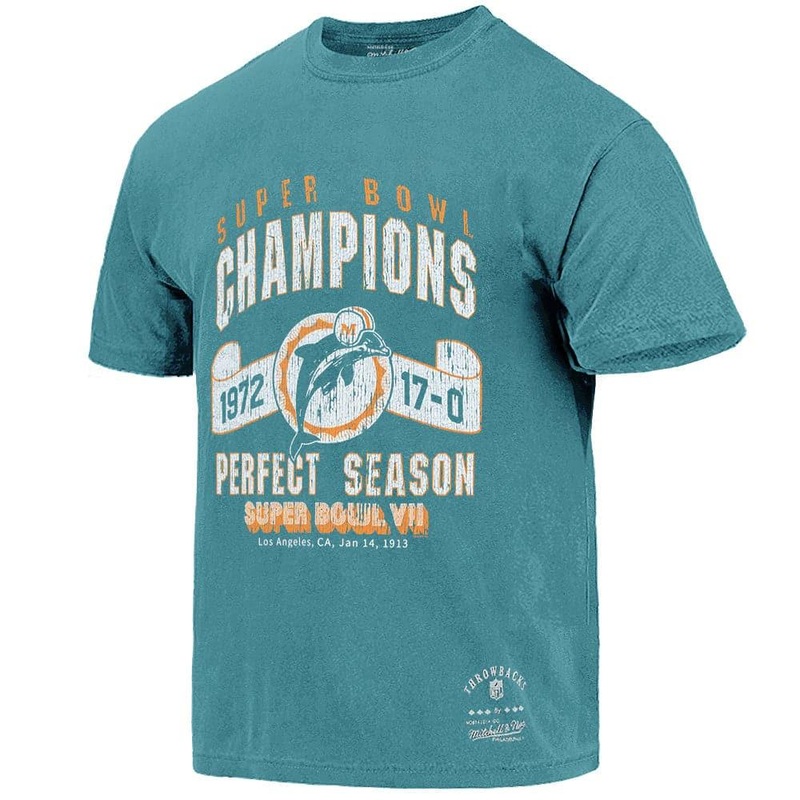 Miami Dolphins Mitchell & Ness NFL VII Champs Vintage T-Shirt – Aqua