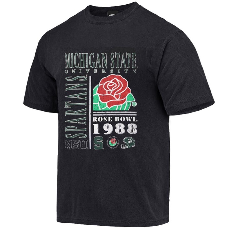 Michigan State Spartans NCAA 88 Rose Bowl Champs Vintage T-Shirt – Faded Black