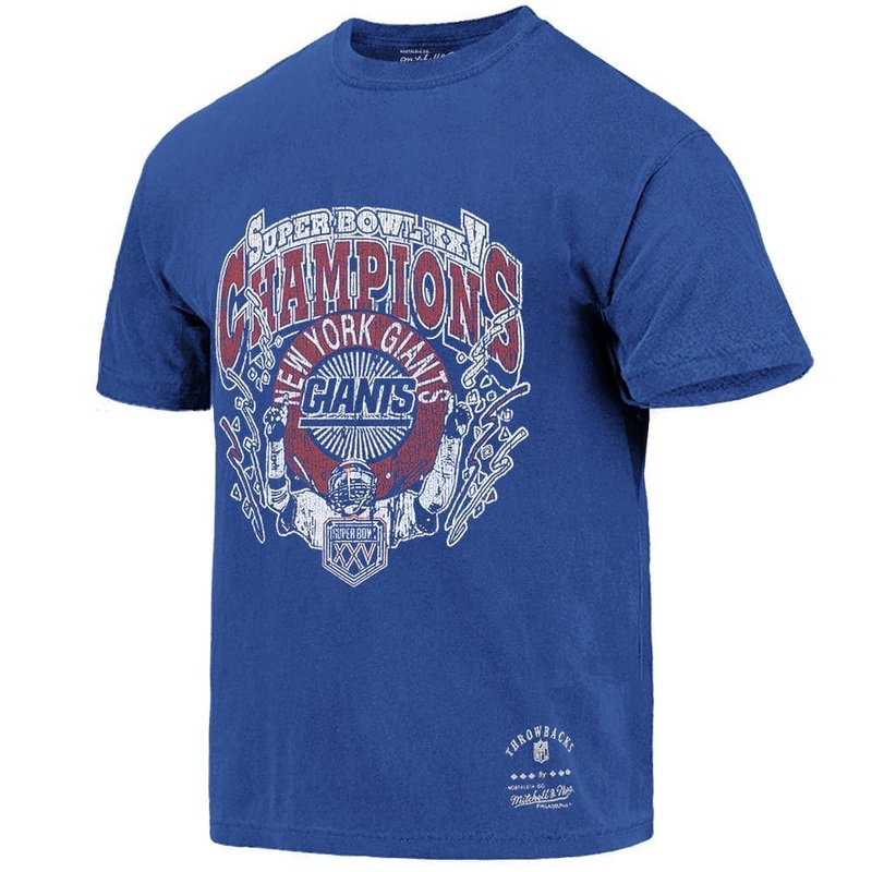 New York Giants Mitchell & Ness NFL XXV Champs Vintage T-Shirt – Blue