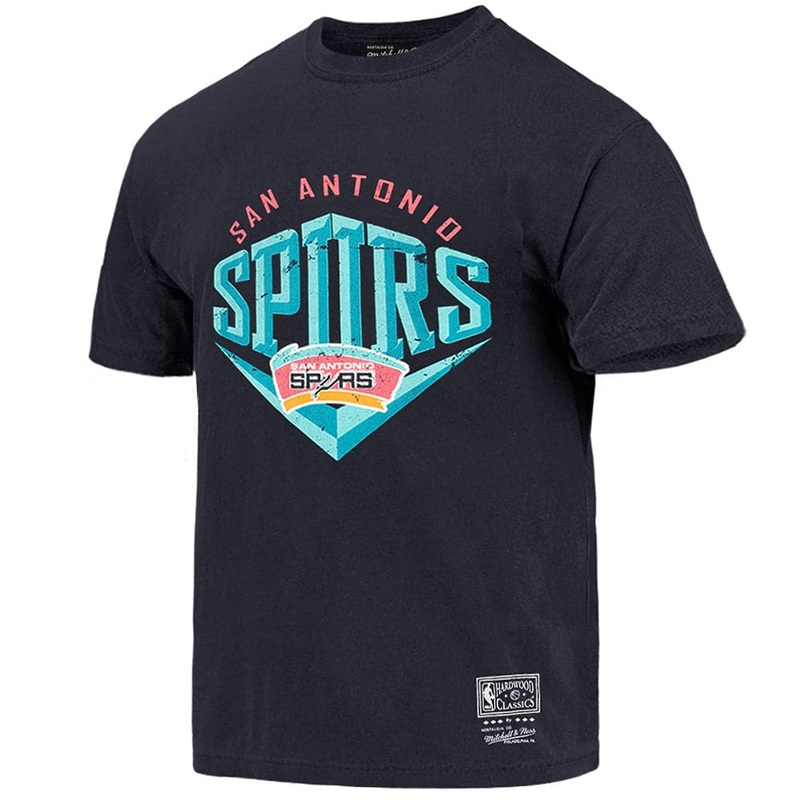 San Antonio Spurs Mitchell & Ness NBA Beveled Vintage T-Shirt – Faded Black