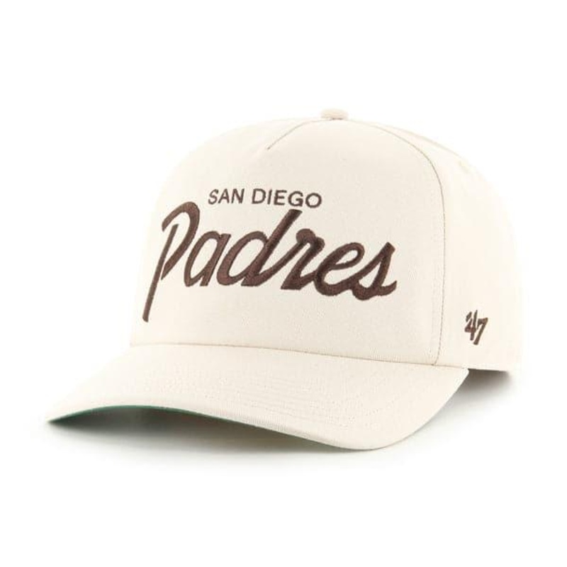 San Diego Padres ’47 MLB Team Script Nantasket Pre-Curved Snapback Hat – Bone