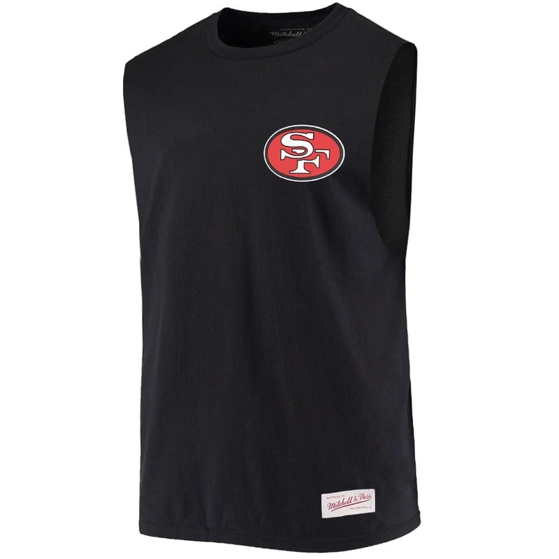 San Francisco 49ers Mitchell & Ness NFL Retro Repeat Muscle T-Shirt – Black