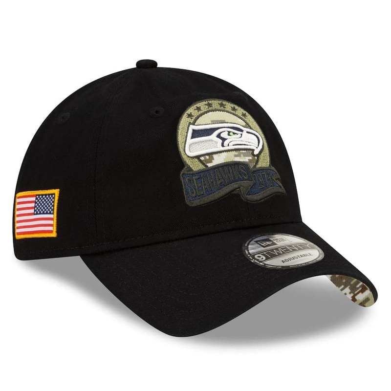 Seattle Seahawks New Era NFL Salute To Service 22 9TWENTY Strapback Hat – Black