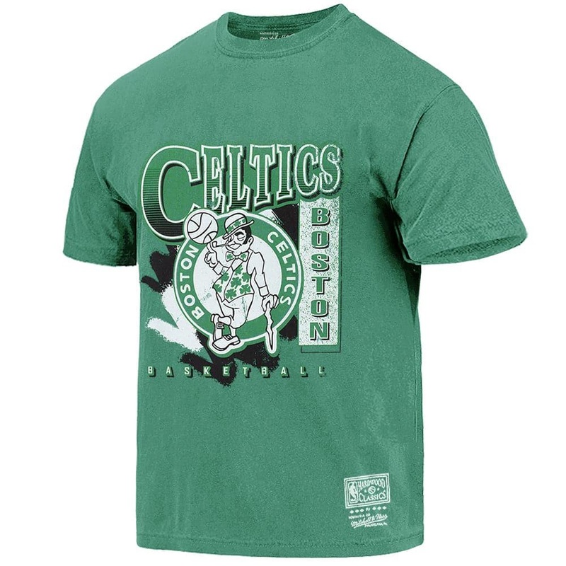 Boston Celtics Mitchell & Ness NBA Brush Off Vintage T-Shirt – Faded Green