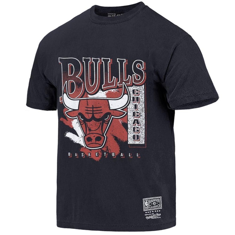 Chicago Bulls Mitchell & Ness NBA Brush Off Vintage T-Shirt – Faded Black