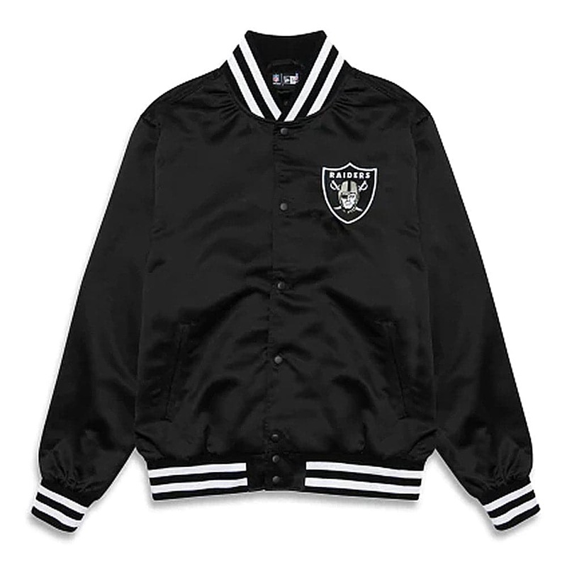 Las Vegas Raiders New Era NFL Team Stencil Satin Button Jacket – Black