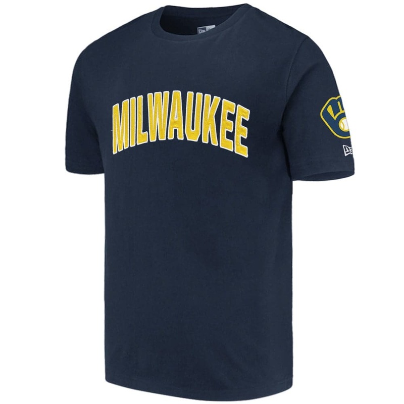 Milwaukee Brewers New Era MLB Applique Wordmark T-Shirt – Navy