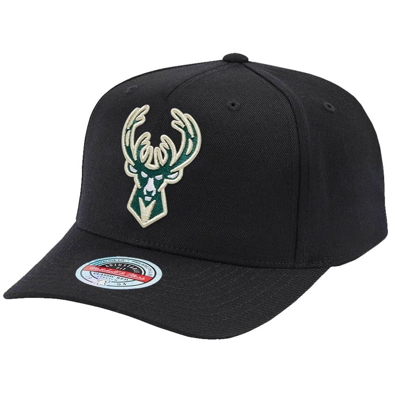 Milwaukee Bucks Mitchell & Ness NBA Team Classic Red Snapback Hat – Black