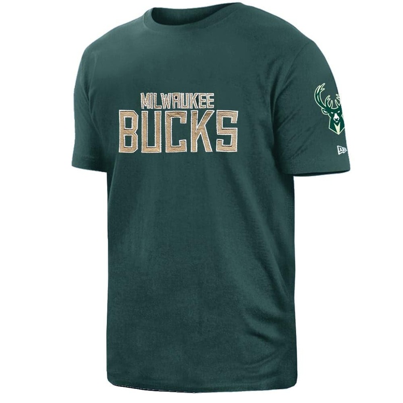 Milwaukee Bucks New Era NBA Applique Wordmark T-Shirt – Green
