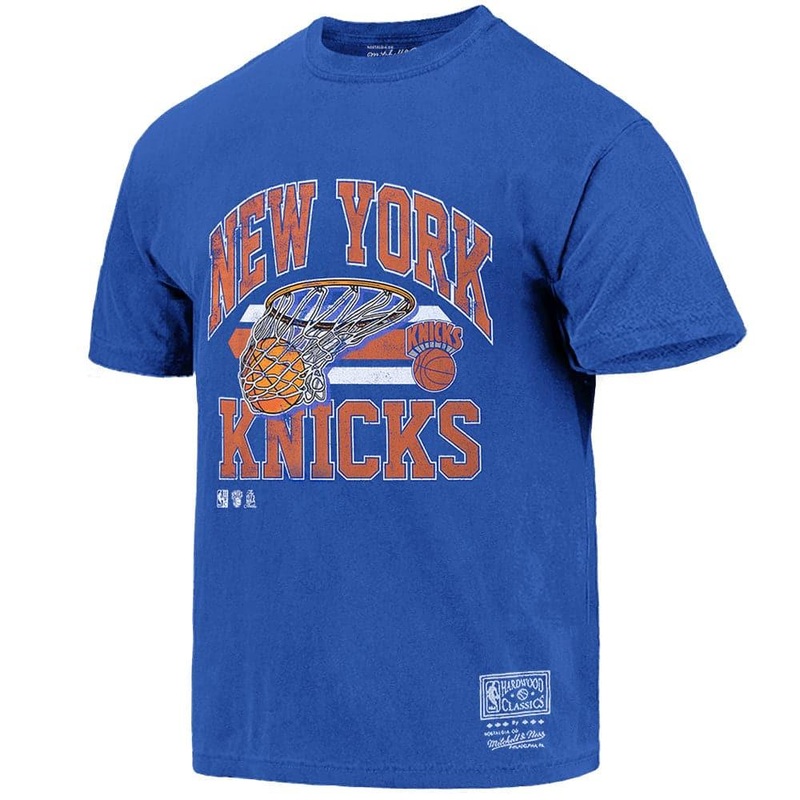 New York Knicks Mitchell & Ness NBA Bucket Vintage T-Shirt – Faded Blue