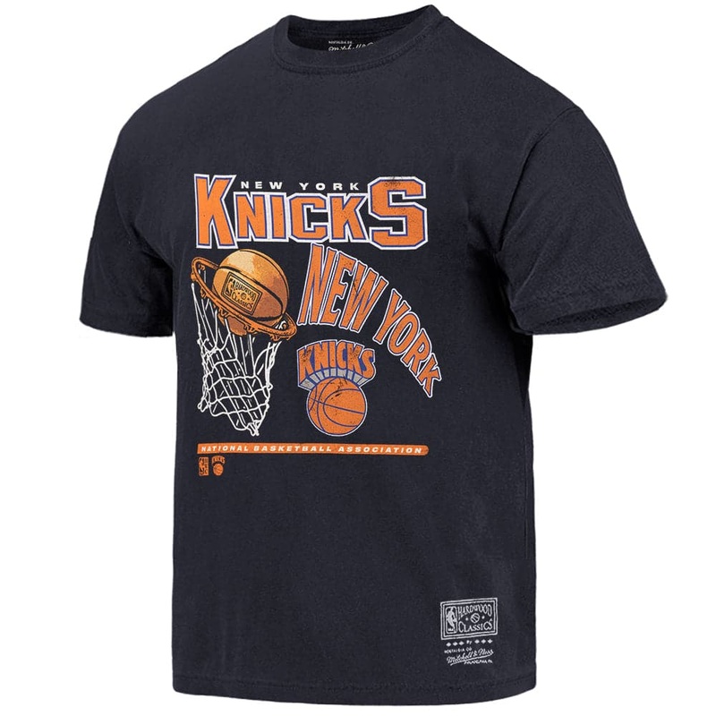 New York Knicks Mitchell & Ness NBA Hoop Vintage T-Shirt – Faded Black