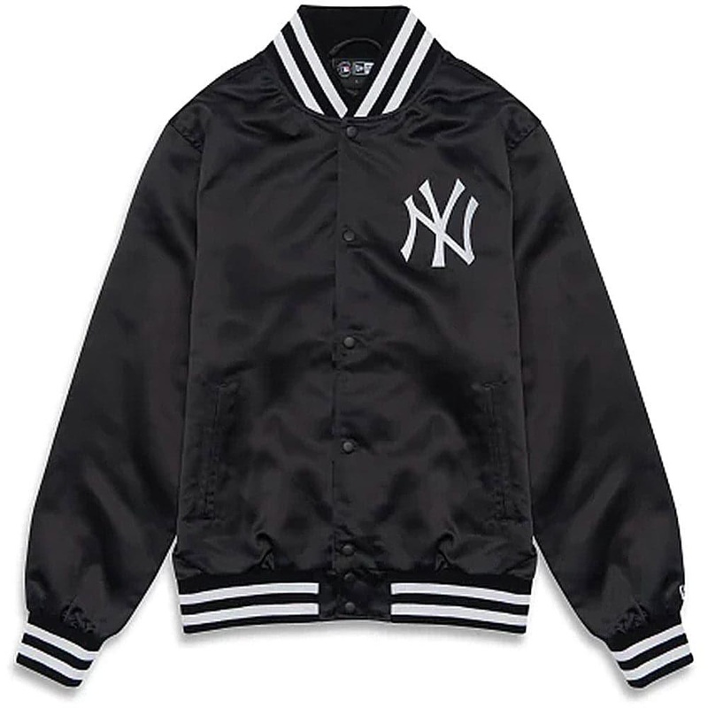 New York Yankees New Era MLB Team Stencil Satin Button Jacket – Navy