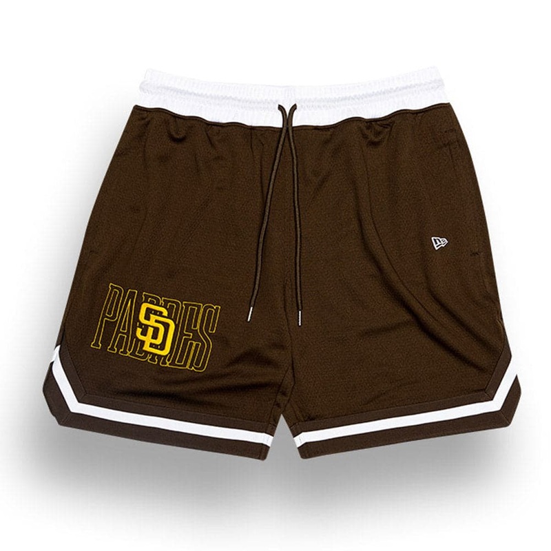 San Diego Padres New Era MLB Outline Mesh Shorts – Brown