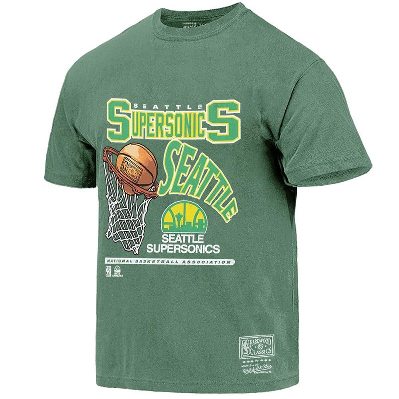 Seattle Supersonics Mitchell & Ness NBA Hoop Vintage T-Shirt – Faded Green