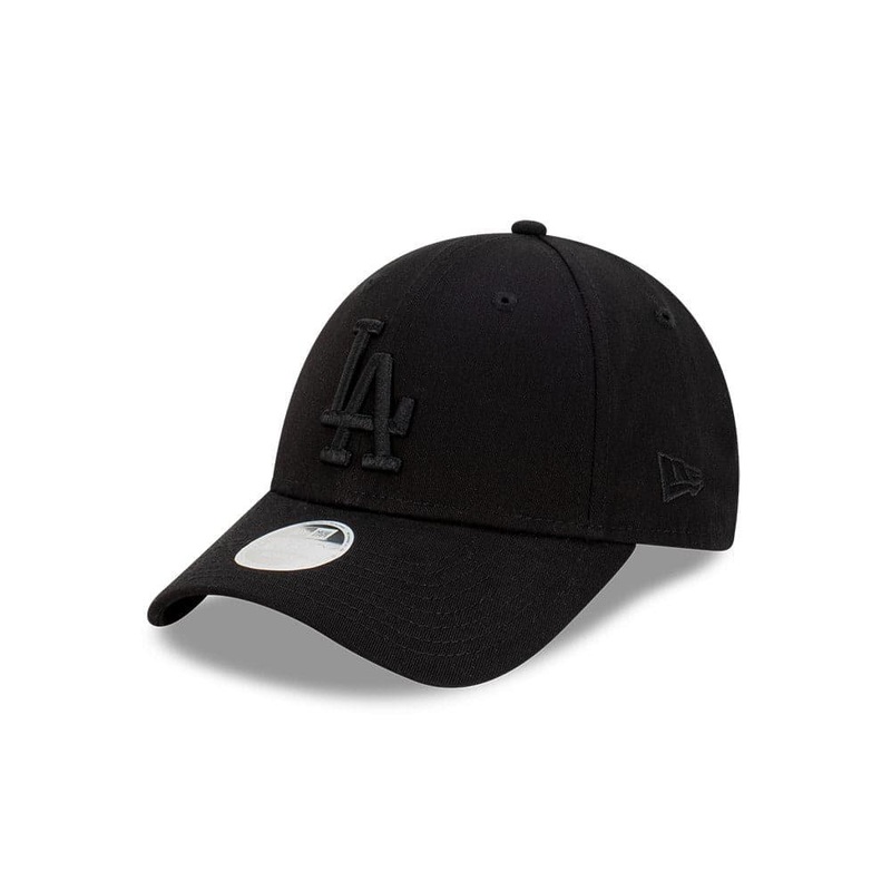 Womens Los Angeles Dodgers New Era MLB Black On Black 9FORTY Strapback Hat – Black