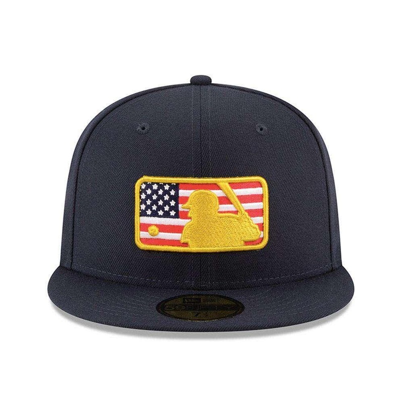 2018 4th of July Stars & Stripes MLB Logo New Era AC On-Field 59FIFTY Fitted Hat – Navy