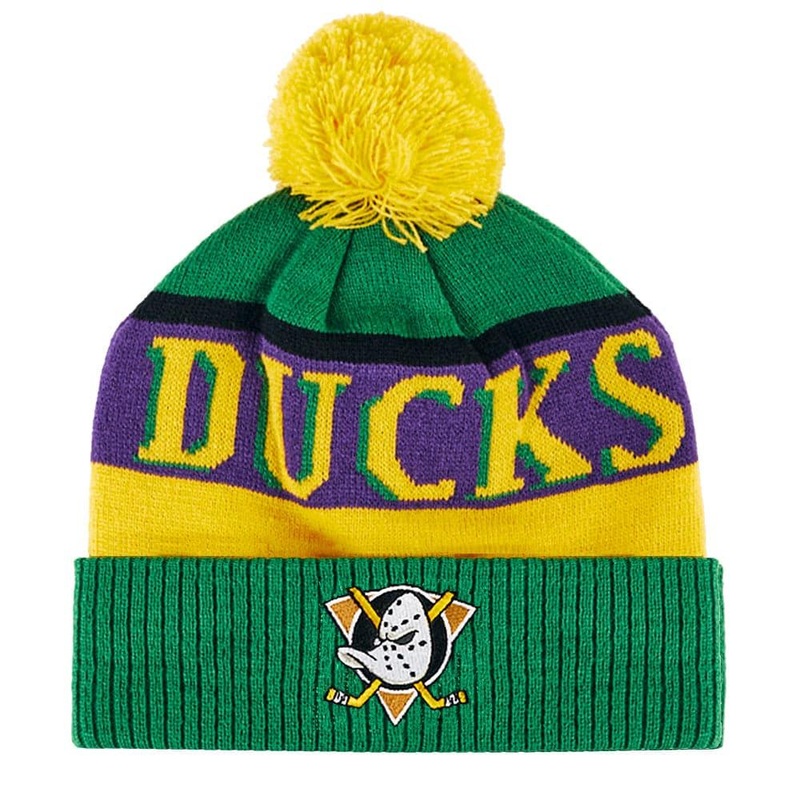 Anaheim Mighty Ducks NHL Throwback Pom Knit Beanie – Green