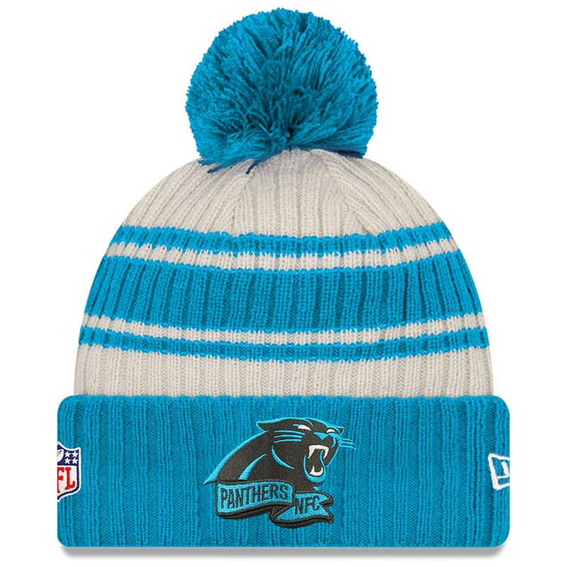 Carolina Panthers New Era NFL 22 Sideline Knit Beanie – Chrome White