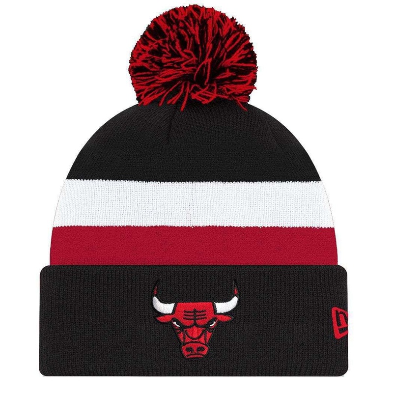 Chicago Bulls New Era NBA Team Stripe Knit Beanie – Black