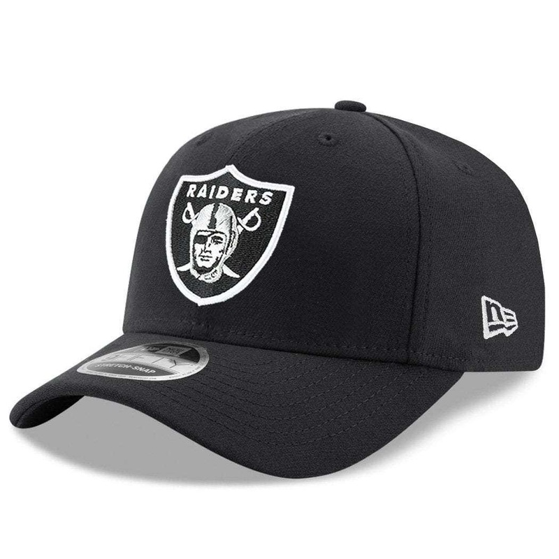Las Vegas Raiders New Era NFL Team Stretch-Snap 9FIFTY Curved Snapback Hat – Black