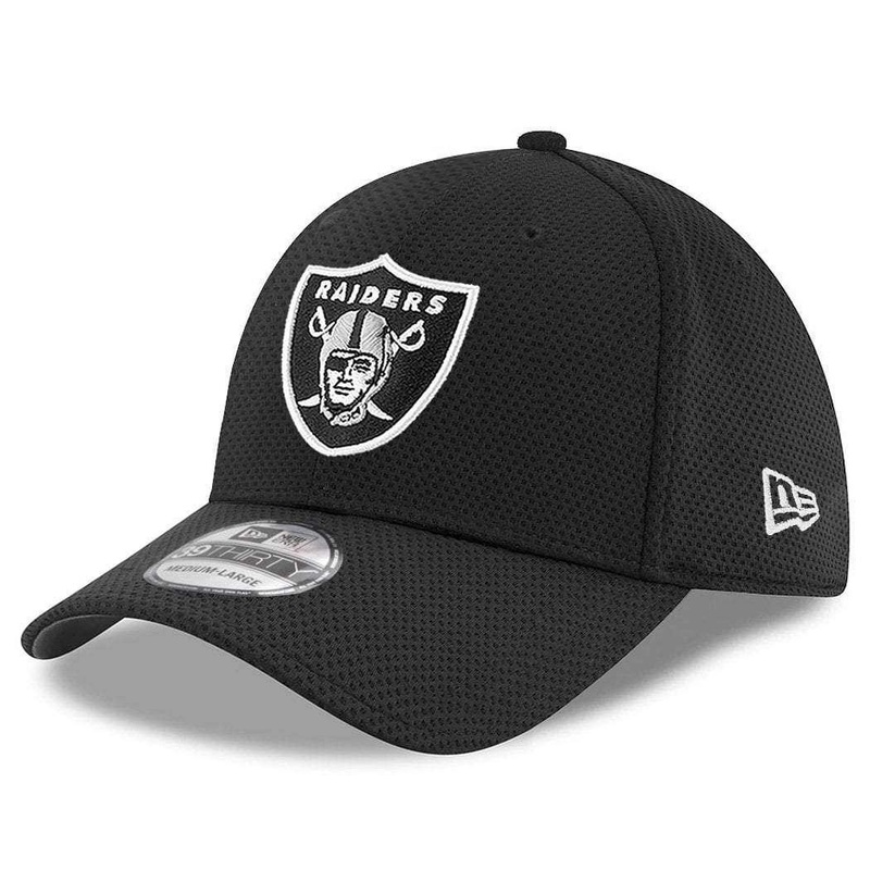 Oakland Raiders New Era NFL Performance Mesh 39THIRTY Stretch-Fit Curve Hat – Black