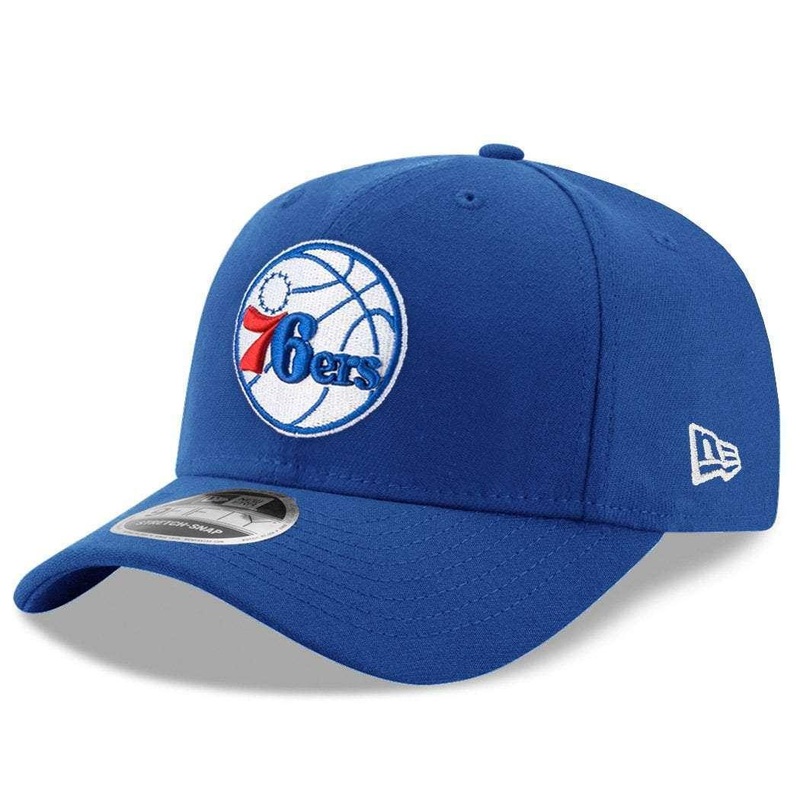 Philadelphia 76ers New Era NBA Team Stretch-Snap 9FIFTY Curved Snapback Hat – Blue