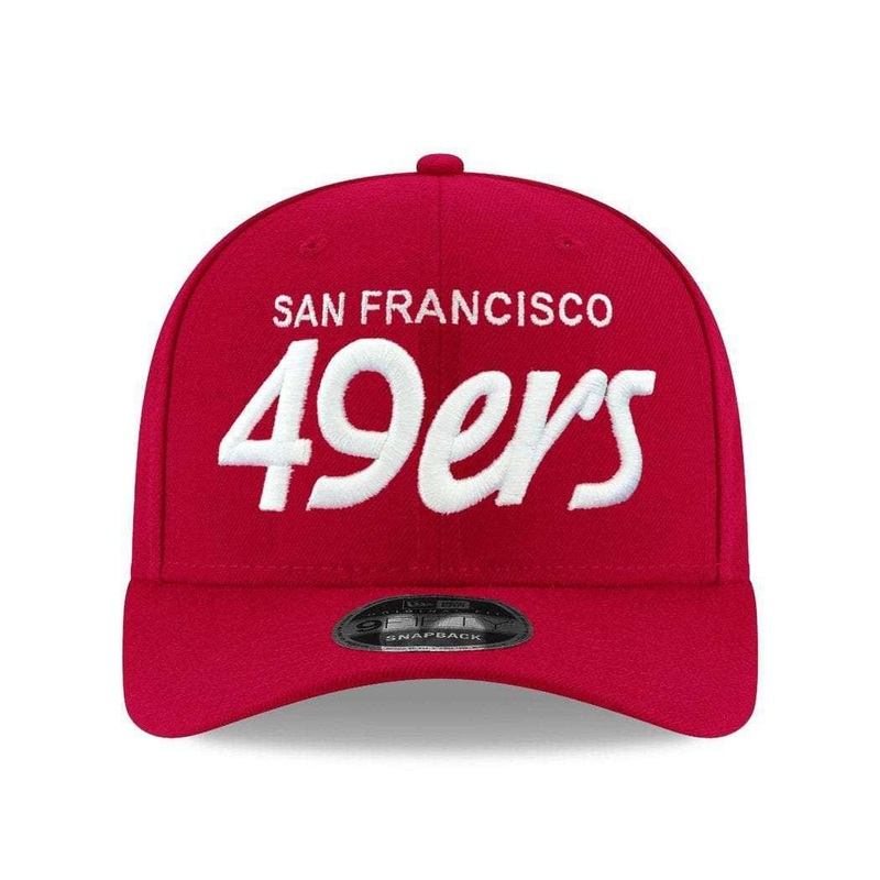 San Francisco 49ers New Era NFL Script Pre-Curved OF 9FIFTY Snapback Hat – Red