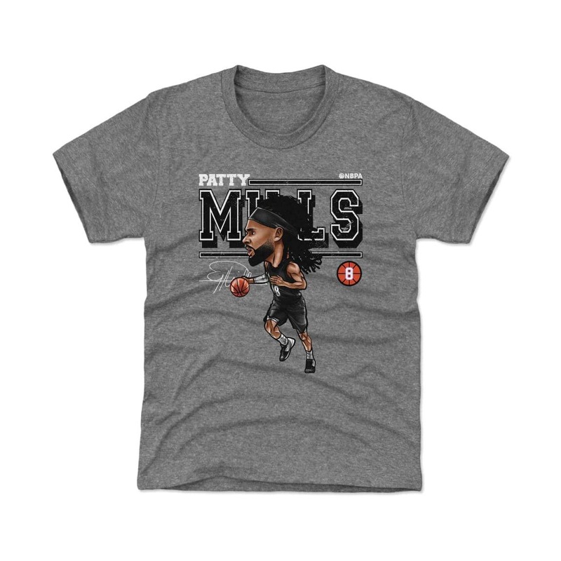 Youths Patty Mills Brooklyn Nets 500 Level NBA Cartoon Tri-Blend T-Shirt – Grey