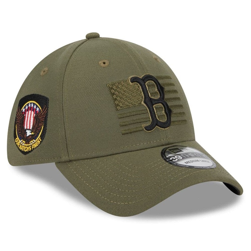 Boston Red Sox New Era MLB 2023 Armed Forces 39THIRTY Stretch-Fit Hat – Army