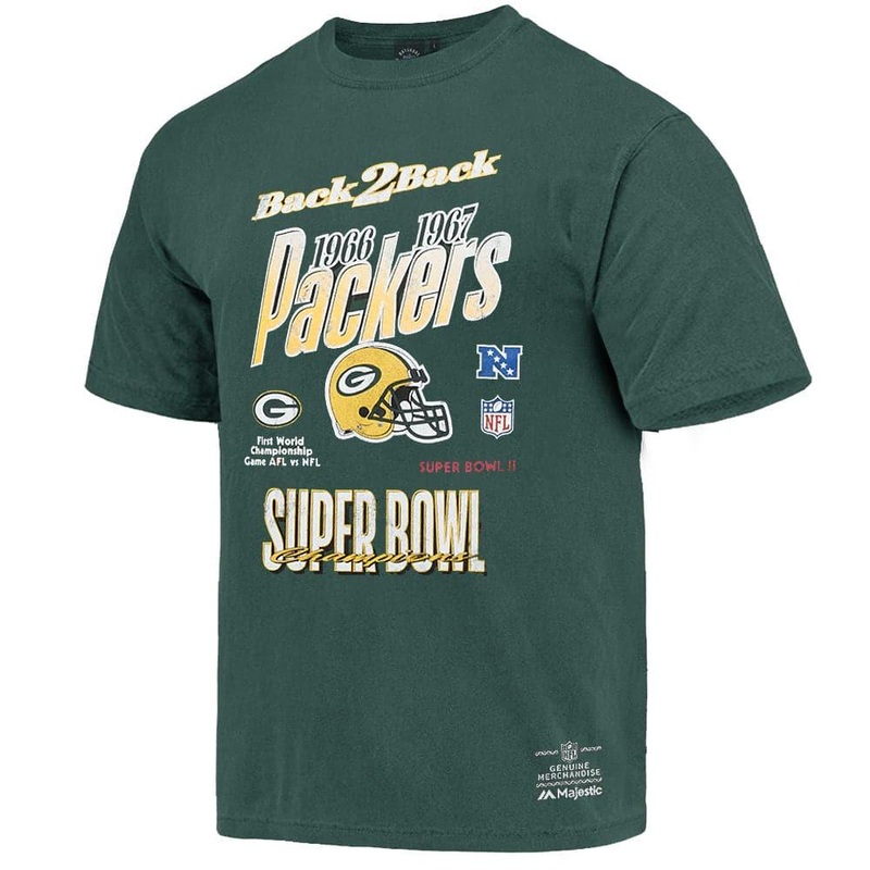 Green Bay Packers NFL Back 2 Back Champs Vintage T-Shirt – Faded Green