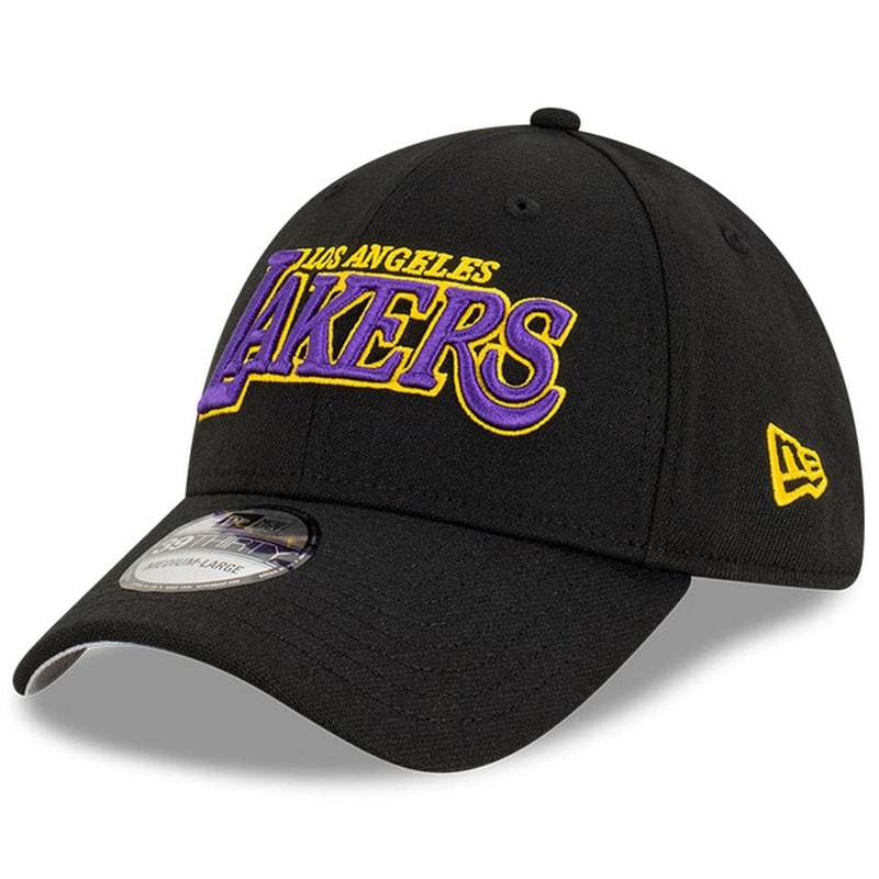 Los Angeles Lakers New Era NBA Wordmark 39THIRTY Stretch Fit Hat – Black