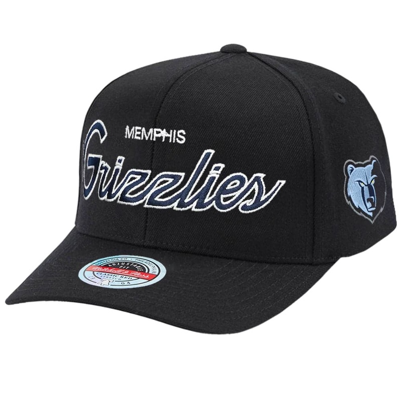Memphis Grizzlies Mitchell & Ness NBA Script 2.0 Classic Red Snapback Hat – Black