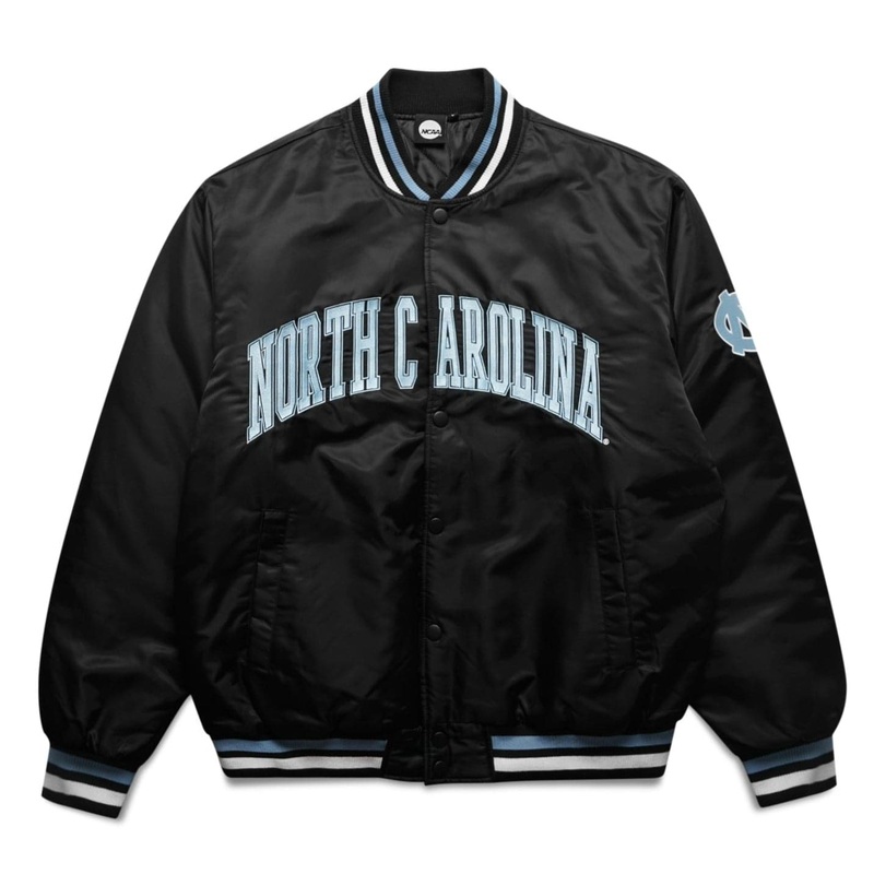 North Carolina Tar Heels NCAA Varsity Button Bomber Jacket – Black