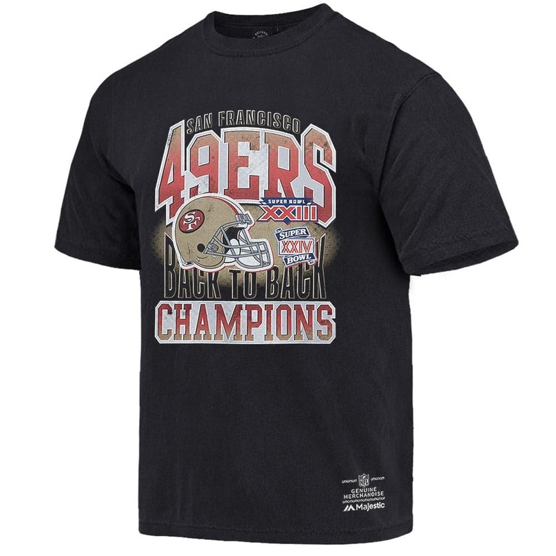 San Francisco 49ers NFL 88-89 Back To Back Champs Vintage T-Shirt – Faded Black