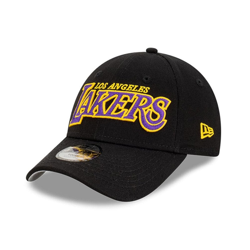 Youths Los Angeles Lakers New Era NBA Wordmark 9FORTY Hat – Black