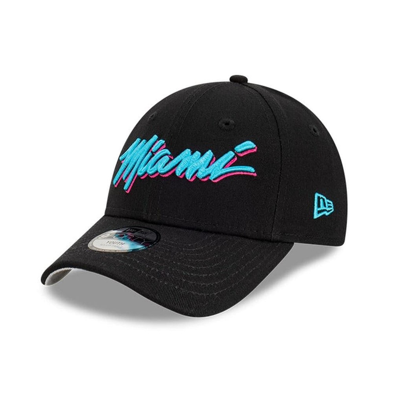 Youths Miami Heat New Era NBA Wordmark 9FORTY Hat – Black