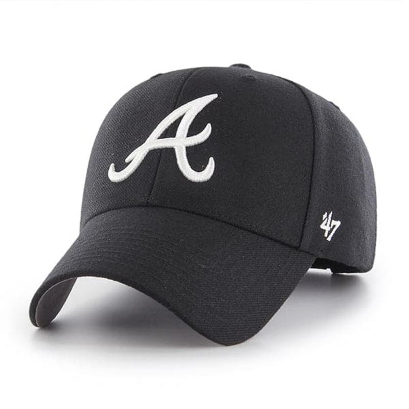 Atlanta Braves ’47 MLB Black & White MVP Hat – Black