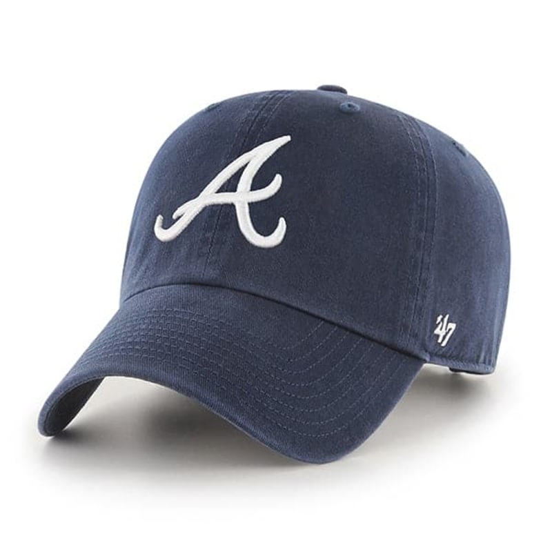 Atlanta Braves ’47 MLB Road Clean Up Strapback Hat – Navy
