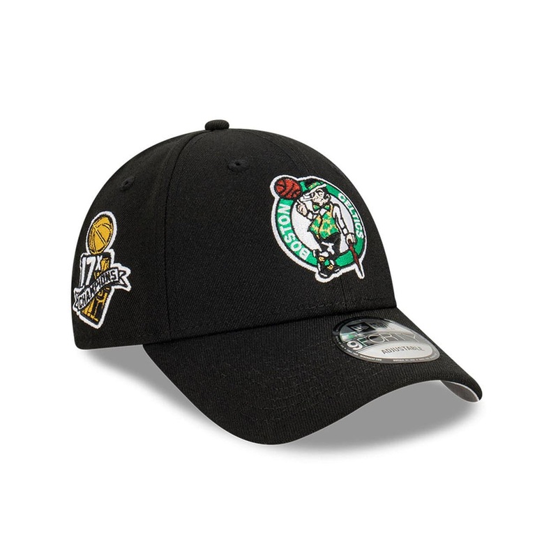 Boston Celtics New Era NBA Champs Patch 9FORTY Snapback Hat – Black