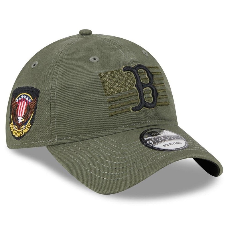 Boston Red Sox New Era MLB 2023 Armed Forces 9TWENTY Strapback Hat – Army