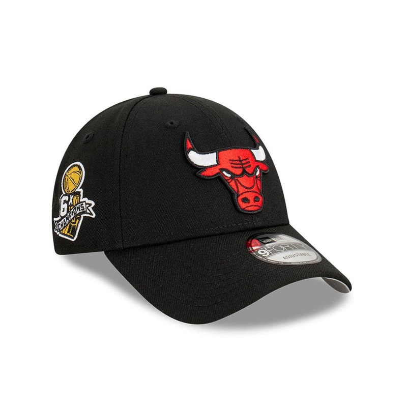 Chicago Bulls New Era NBA Champs Patch 9FORTY Snapback Hat – Black