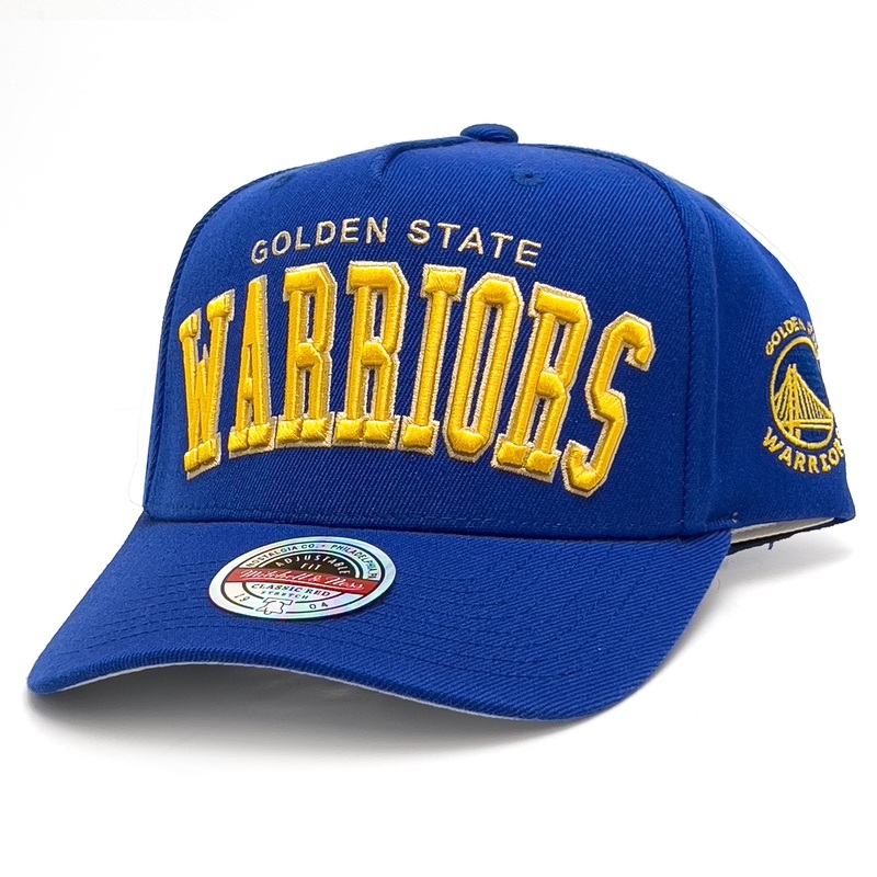 Golden State Warriors Mitchell & Ness NBA Wordmark Pro Crown Snapback Hat – Blue