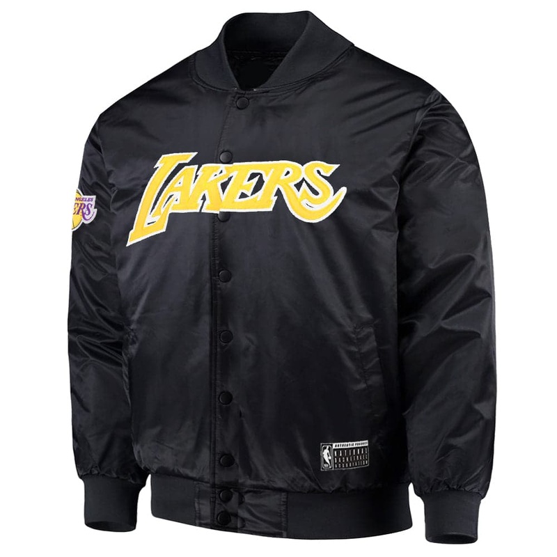 Los Angeles Lakers NBA Essentials Delta Nylon Bomber Jacket – Black