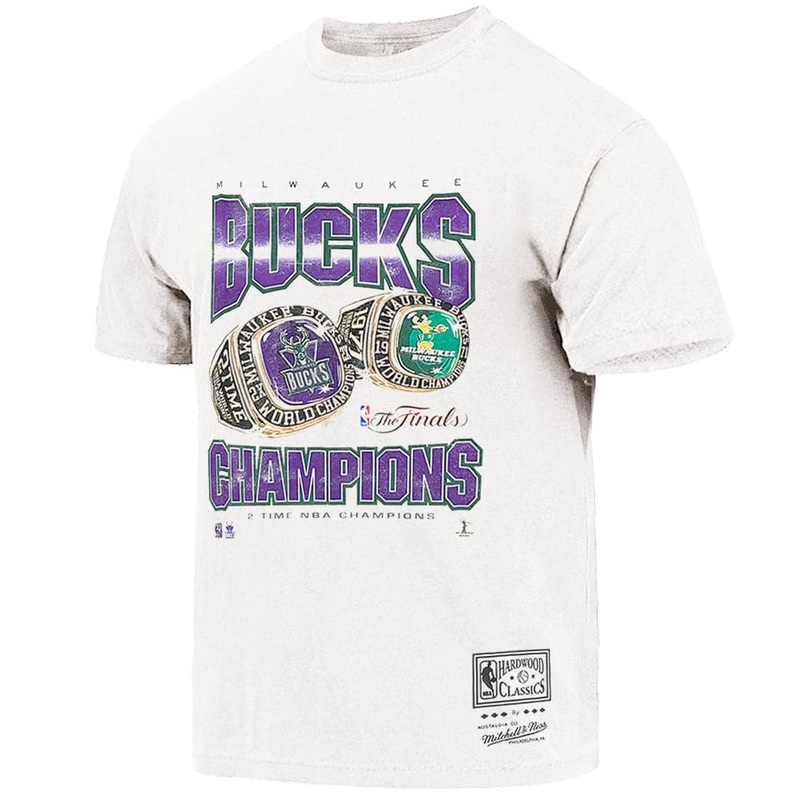 Milwaukee Bucks Mitchell & Ness NBA 2021 Champs Vintage T-Shirt – Vintage White