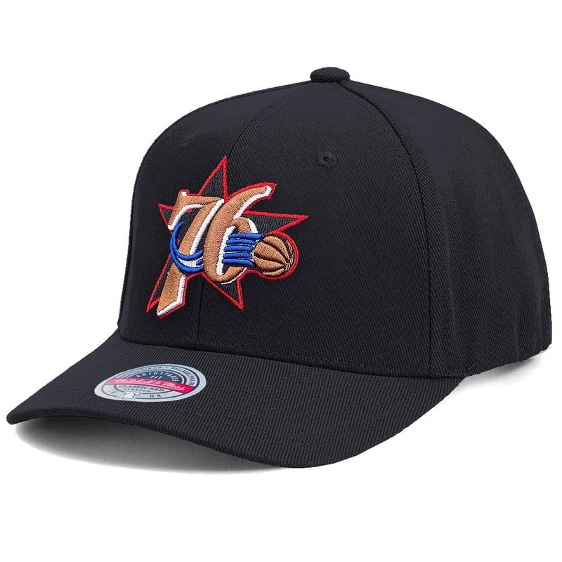 Philadelphia 76ers Mitchell & Ness NBA HWC Classic Red Snapback Hat – Black