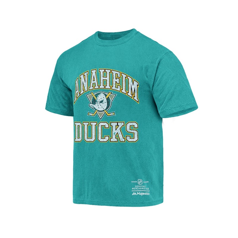 Anaheim Mighty Ducks Majestic NHL Ivy Arch Vintage T-Shirt – Faded Teal